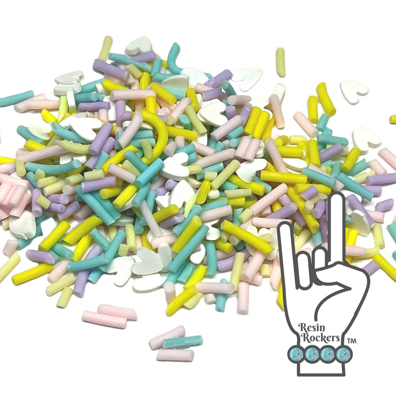 Heart Party Multi-colored Pastel Mix Polymer Clay Pieces for Epoxy and UV Resin Art